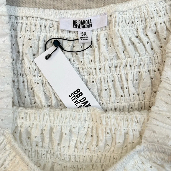 NWT BB Dakota by Steve Madden Women's Peasant Top White Size 3X, Coastal, Boho - Picture 5 of 9